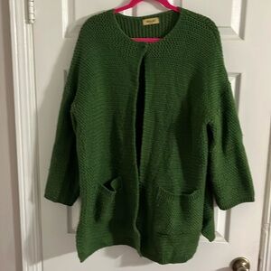 Beulah style green heavy stitch vintage cardigan